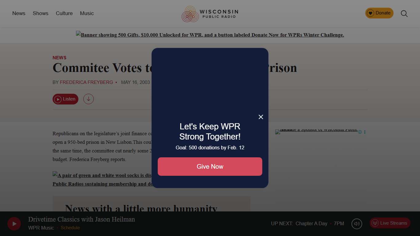 Commitee Votes to Open New Lisbon Prison - WPR