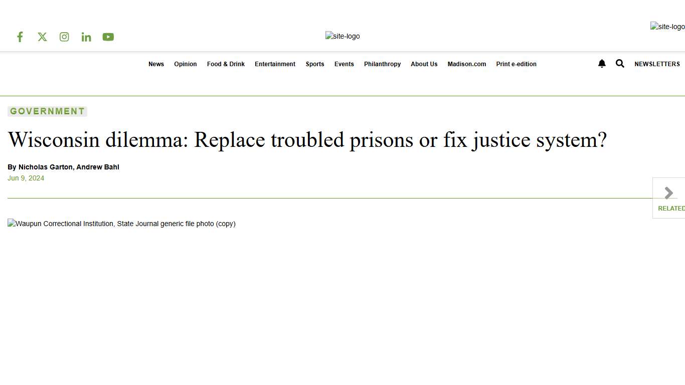 Wisconsin dilemma: Replace troubled prisons or fix justice system? | Government | captimes.com